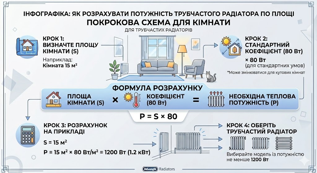 розрахунок потужності радіатора опалення